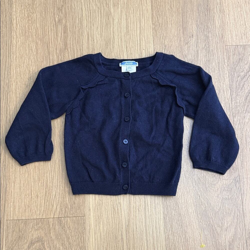 Jacadi Navy Blue Knit Cardigan w/ Ruffle Detail Size 24 Months